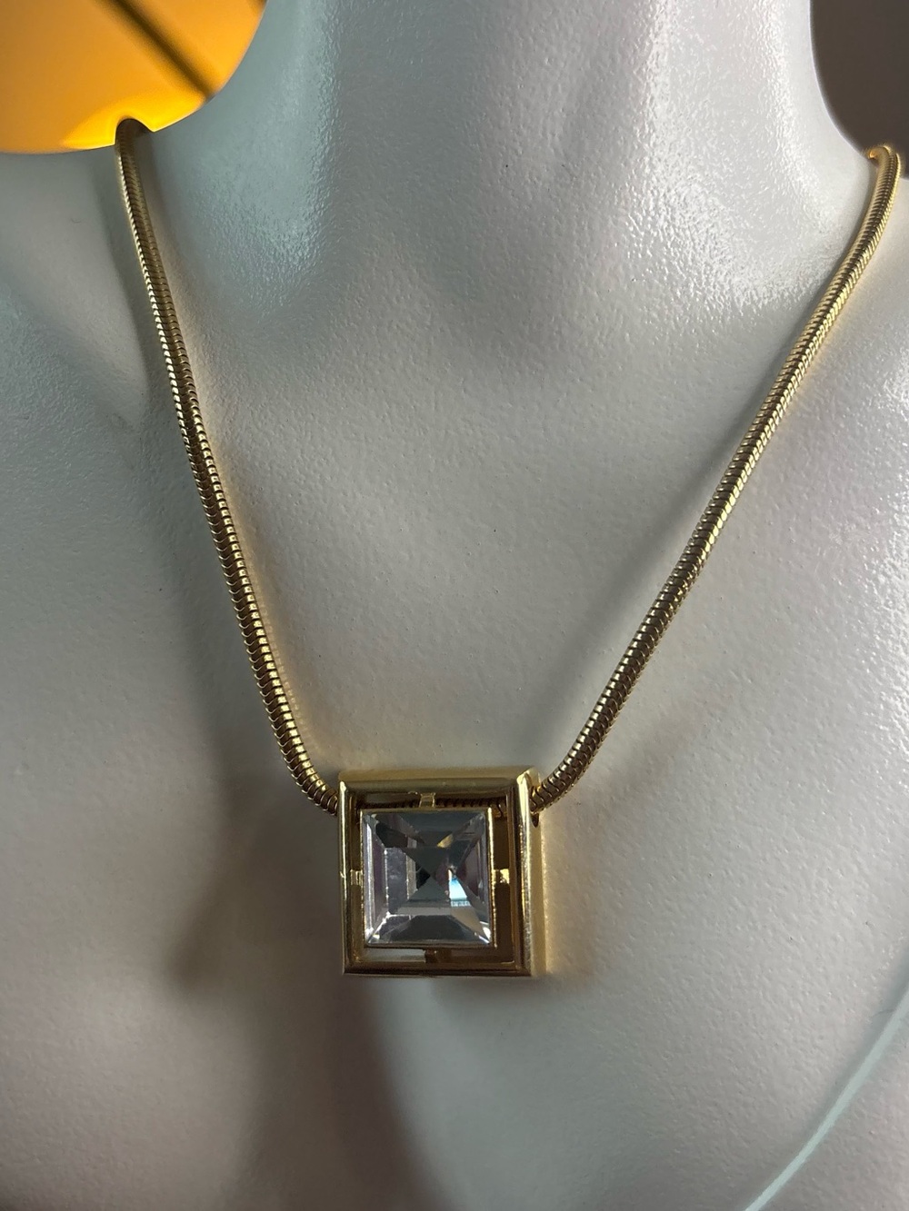 Vintage 1977 Avon Square Cut Lead Crystal Gold
Necklace